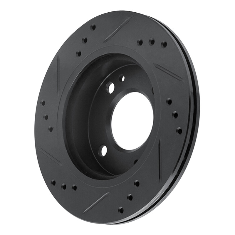Mitsubishi Mirage Brake Rotor (1) - Front Right - R1 Concepts - Drilled & Slotted - Black - `14-`15